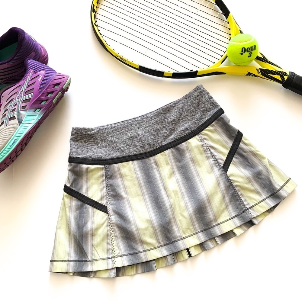 Lululemon Athletica Reflective Gray/Citron Tennis Pickleball Skirt 8
